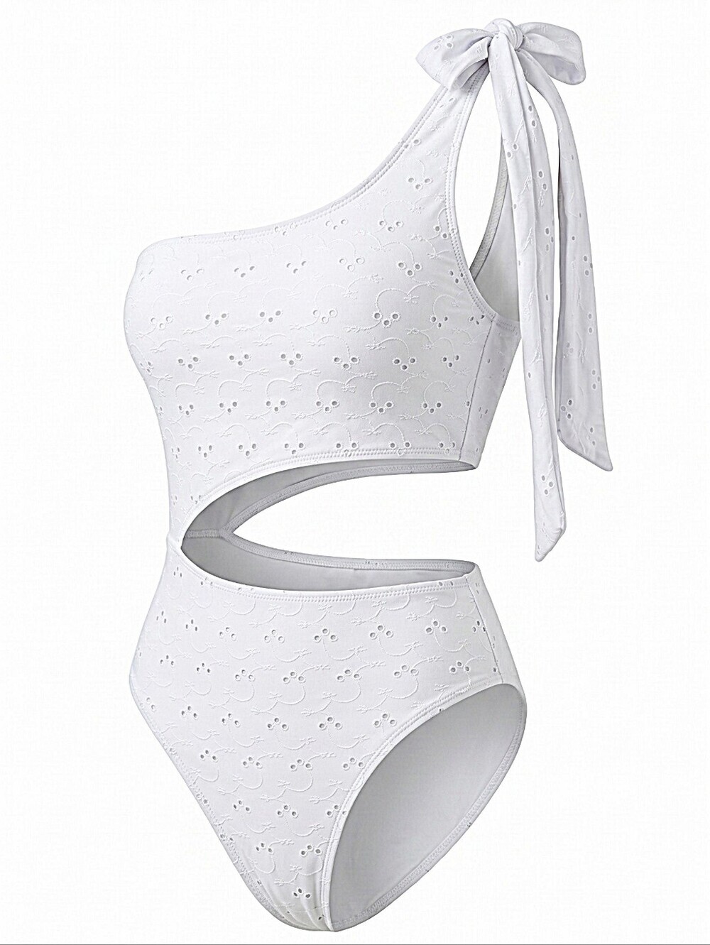 NWT! Lulus One-Shoulder White Cutout Eyelet Swimsuit